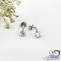 گوشواره میخی نقره نگینی 925 ایتالیا کد 21595
