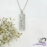 گردنبند ورساچه مستطیلی نگین دار نقره عیار 925 کد 21498