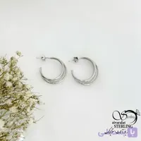 گوشواره 925 عیار مدل حلقه چند لاین کد 21513