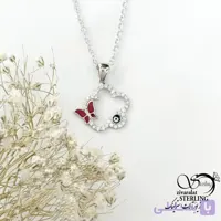 گردنبند نقره گل و پروانه با عیار925 کد 22011
