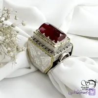 انگشتر نقره درشت با عیار925 سنگ یاقوت سرخ کد 21453
