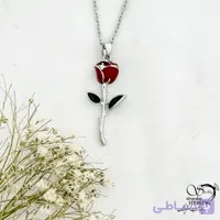 گردنبند گل رز قرمز برند استیل کد 20979