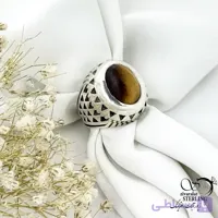 انگشتر مردانه 925عیار نقره با سنگ چشم ببر کد 21396