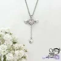 گردنبند قلبی آویز دار با نگین صورتی کد 22183