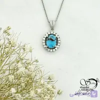 گردنبند زنانه نقره با سنگ فیروزه ساخت ایتالیا کد 21631