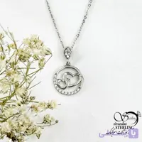 گردنبند قلب دو قلو با نگین اتمی نقره ساخت ایتالیا کد 21622