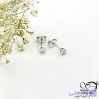 گوشواره نقره تک نگین طرح طلا کد 21157