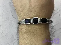 دستبند بافت تایلندی نقره نگین اونیکس مشکی