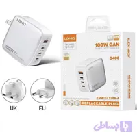 شارژر دیواری 100 وات 4 پورت الدینیو به همراه کابل USB-C