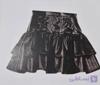 دامن زنانه چرم مدل چین چین  مشکی