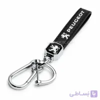 جاسوئیچی لاکچری فلزی طرح پژو با چرم مشکی