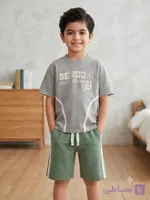 تیشرت وشلوارک کتان راحتی پسرانه سایز 40/50 کد2472