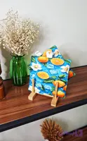 دستگیره آشپزخانه مخمل بسته دو عددی نسوز طرح لیمو آبی