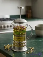 فرنچ پرس فلزی و شیشه طرح مثلث ۳۵۰ سی سی