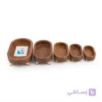 ست 5 تکه ظروف مزه خوری چوبی پایه دار مدل بیضی