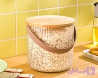 سطل شیاردار درب چوبی 3 لیتر لیمون