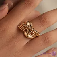 انگشتر زنانه مدل گیس بافت با طراحی زنجیری و پیچ تاب ،ضد حساسیت و رنگ ثابت کد R105