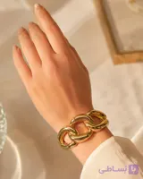 بنگل زنانه طرح کارتیه طلایی رنگ ثابت و ضد حساسیت کد B106