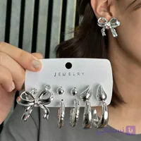 پک گوشواره 6تایی طرح پاپیون درشت و حلقه