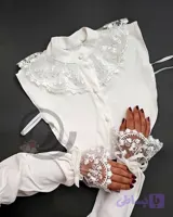 ست یقه و ساقدست گیپور پاپیونی