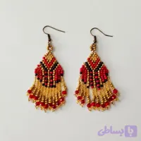 گوشواره منجوق دوزی آویز دار مدل دل آرا