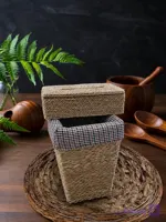 سطل و جای دستمال کاغذی حصیری دردار