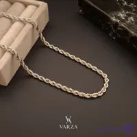 زنجیر استیل مردانه مدل طنابی رنگ سیلور