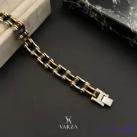 دستبند زنجیر موتور استیل سفید طلایی