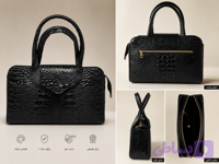 کیف زنانه مجلسی چرم طبیعی دست‌دوز طرح روکو