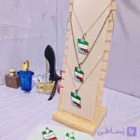 پلاک زنجیر طرح ایران مینا کاری استیل
