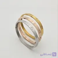 دستبند کارتیه حکاکی شده کپی طلارنگ ثابت استیل