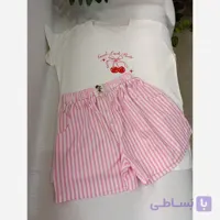 ست تیشرت و شورت گیلاس پاپیونی راحتی دخترانه پینترستی