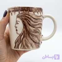 ماگ استوانه سرامیکی دستساز طرح گیسو
