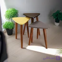 میز عسلی فانتزی رنگی مدل لیون 324کد116 مجموعه سه عددی