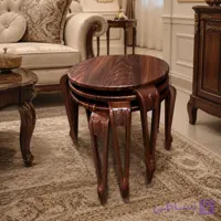 میز عسلی دایره کلاسیک مجموعه سه عددی 328