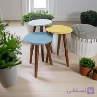 میز عسلی رنگی فانتزی مدل لیون 323کد85مجموعه سه عددی