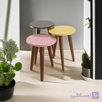 میز عسلی رنگی دایره مدل لیون 323 کد100مجموعه سه عددی