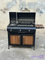 باربیکیو کابینت دار پلوپز دار 100 سانتی شرکتی ایران گاز irgs با رویه چدنی 6ضلعی سنگین