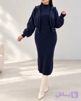 ست بافت و سویشرت زیپ دار