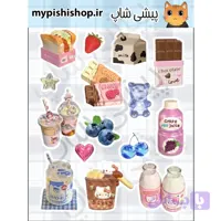 پک استیکر ضد آب Cute snacks