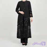 مانتوی بلند مجلسی پایین دانتل مدل رز ۱