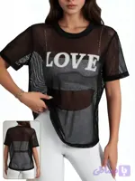 تیشرت توری زنانه طرح LOVE مدل 2628