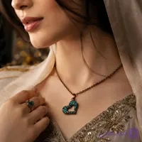 نیم ست زیو آلات گردنبند و انگشتر مسی مدل دل ارا – 1909