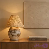 آباژور رومیزی فانتزی پتینه با شید رافیا