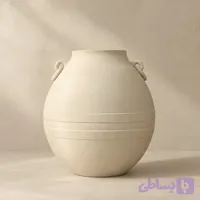 گلدان دکوراتیو گرد دو دسته کرم