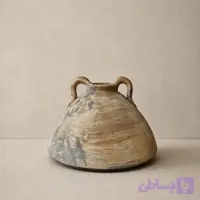 کوزه سفالی دکوری دسته دار روستیک کرم