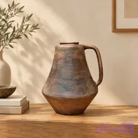 کوزه سفالی دکوری دسته‌دار