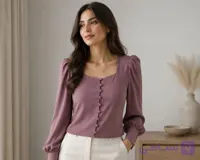 شومیز زنانه آستین پفی مدل وینتیج