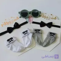 ست پاپیون و جوراب پسرانه نوزادی مجلسی شیک | مدل خاص برای سیسمونی