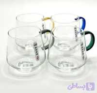 ست لیوان پیرکس دسته رنگی مارک Deli حجم 400 میل دسته رنگی